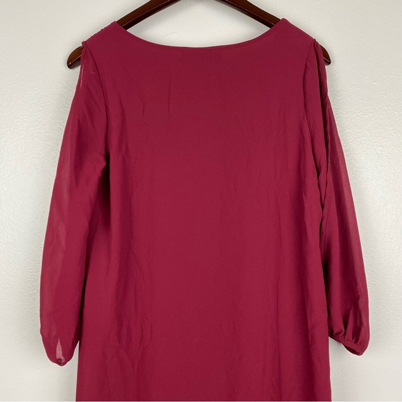 Lulu's Shifting Dears Wine Red Long Sleeve Mini Dress Size S - Picture 7 of 10